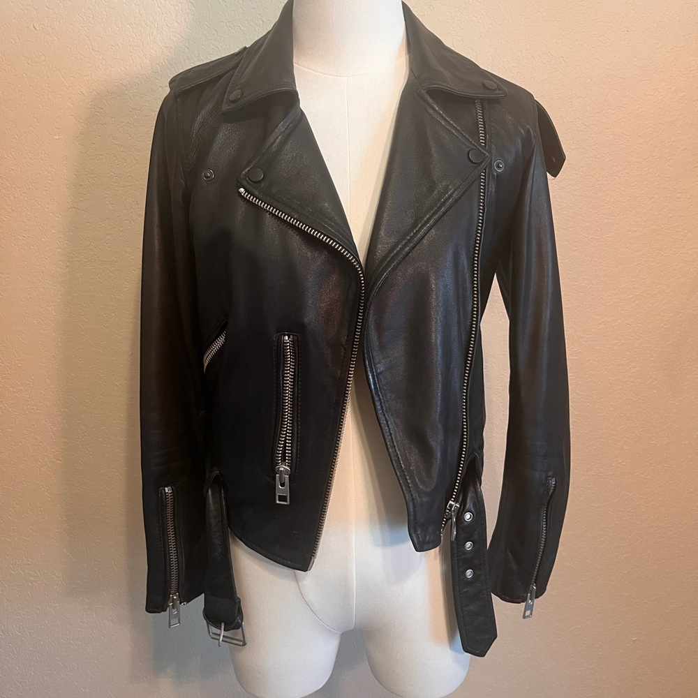 All Saints Black Leather Biker Jacket